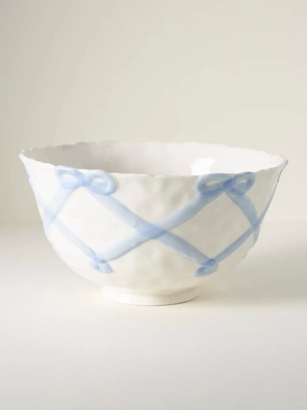 Anthropologie Benedita Bow Stoneware Serve Bowl | Blue | NIB